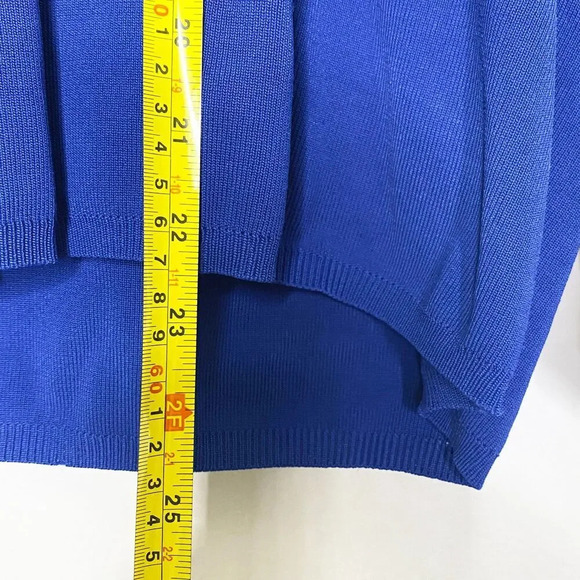 Talbots Blue White White Faux Layered Sweater Blouse Size L Long Sleeve Cuffs - Picture 10 of 11